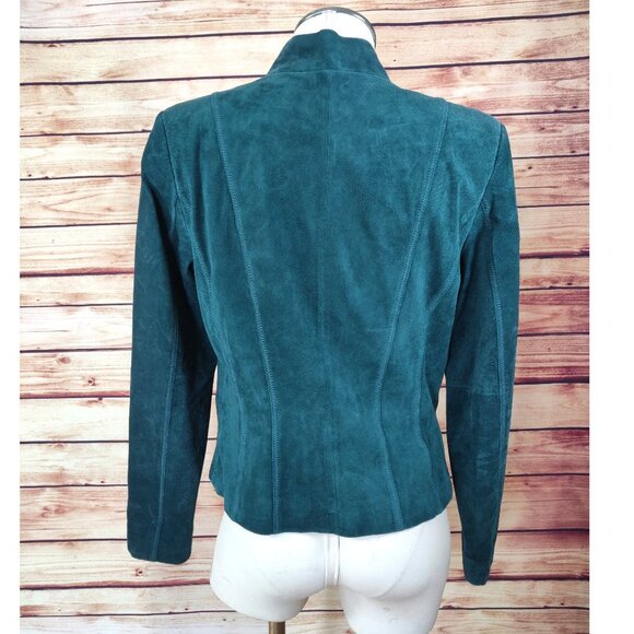 Classiques Entier Emerald Green Suede Mandarin Collar Jacket - Picture 4 of 9